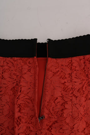 Dolce & Gabbana Orange Makramee-Spitzen-Bleistiftrock