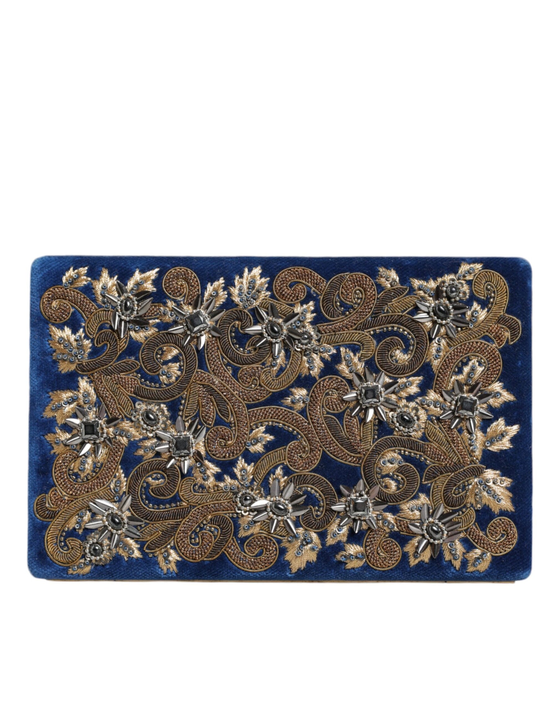 Dolce & Gabbana Blau Samt Gold Rahmen Kupplung Abend Party Handtasche