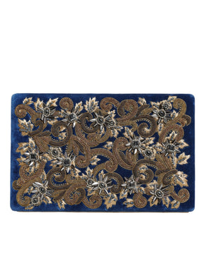 Dolce & Gabbana Blau Samt Gold Rahmen Kupplung Abend Party Handtasche
