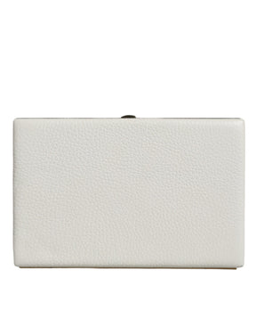 Dolce & Gabbana Weißes Leder Goldrahmen Clutch Abend Party Handtasche