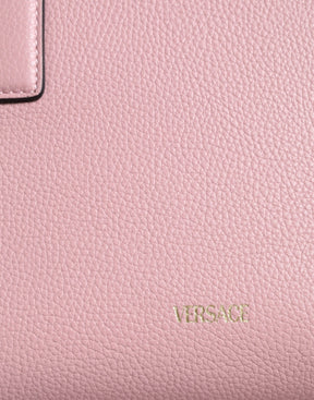 Versace Pinke Crossbody-Tasche mit kleinem Griff aus genarbtem Kalbsleder