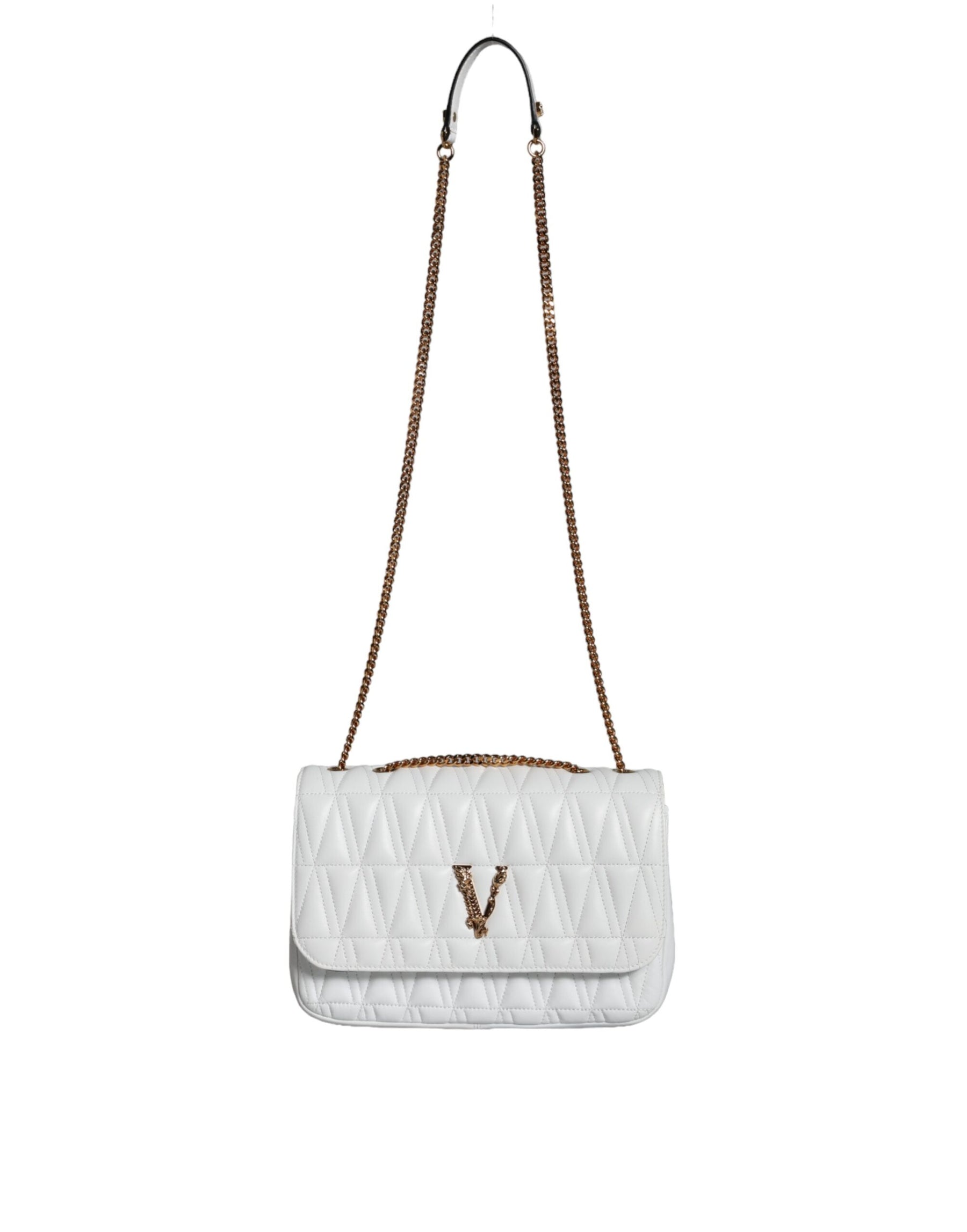 Versace Weiße Mini-Nappaleder-Crossbody-Umhängetasche