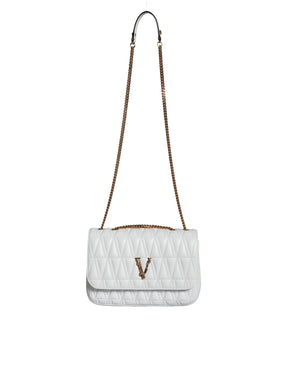 Versace Weiße Mini-Nappaleder-Crossbody-Umhängetasche
