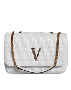 Versace Weiße Mini-Nappaleder-Crossbody-Umhängetasche