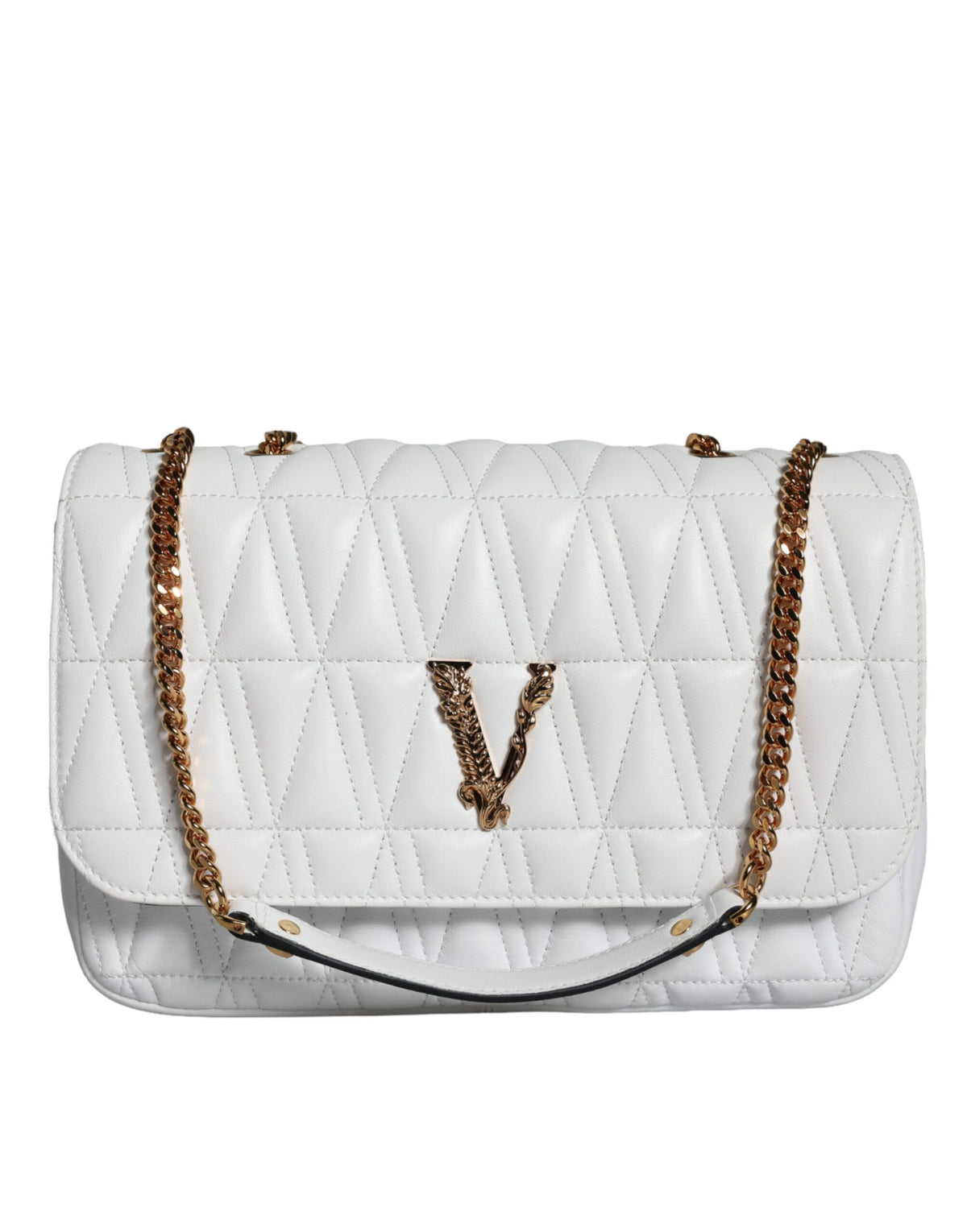 Versace Weiße Mini-Nappaleder-Crossbody-Umhängetasche