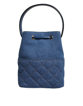 Versace Blaue gesteppte Denim Leder Crossbody Umhängetasche
