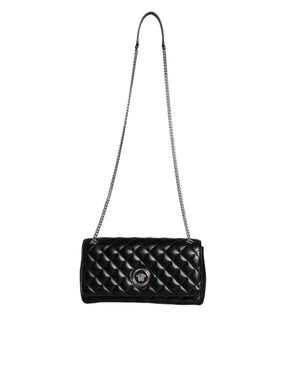 Versace Schwarze gesteppte Lammleder Crossbody Umhängetasche