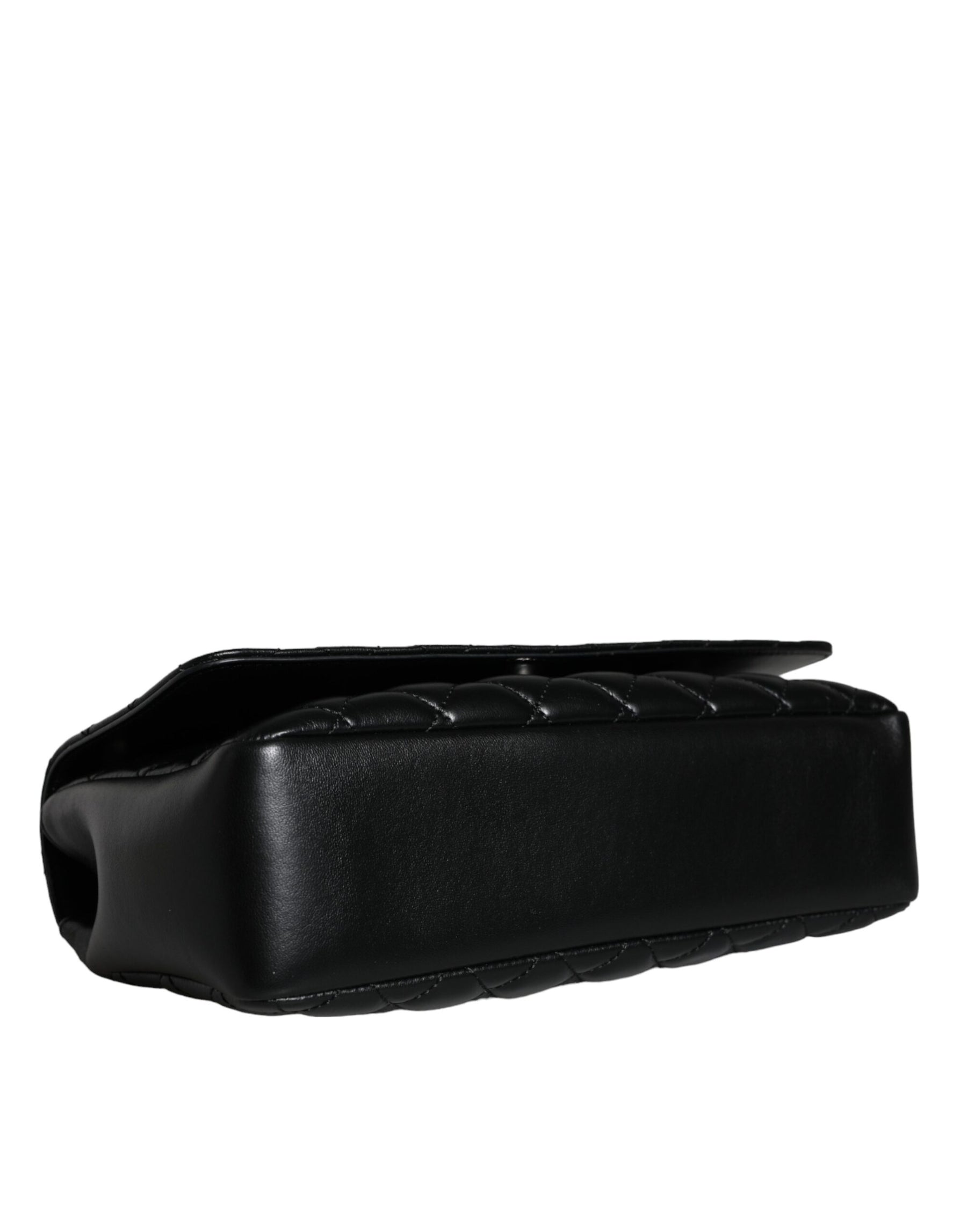 Versace Schwarze gesteppte Lammleder Crossbody Umhängetasche