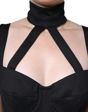 Dolce & Gabbana Schwarzes ausgeschnittenes ärmelloses Bodycon-Minikleid