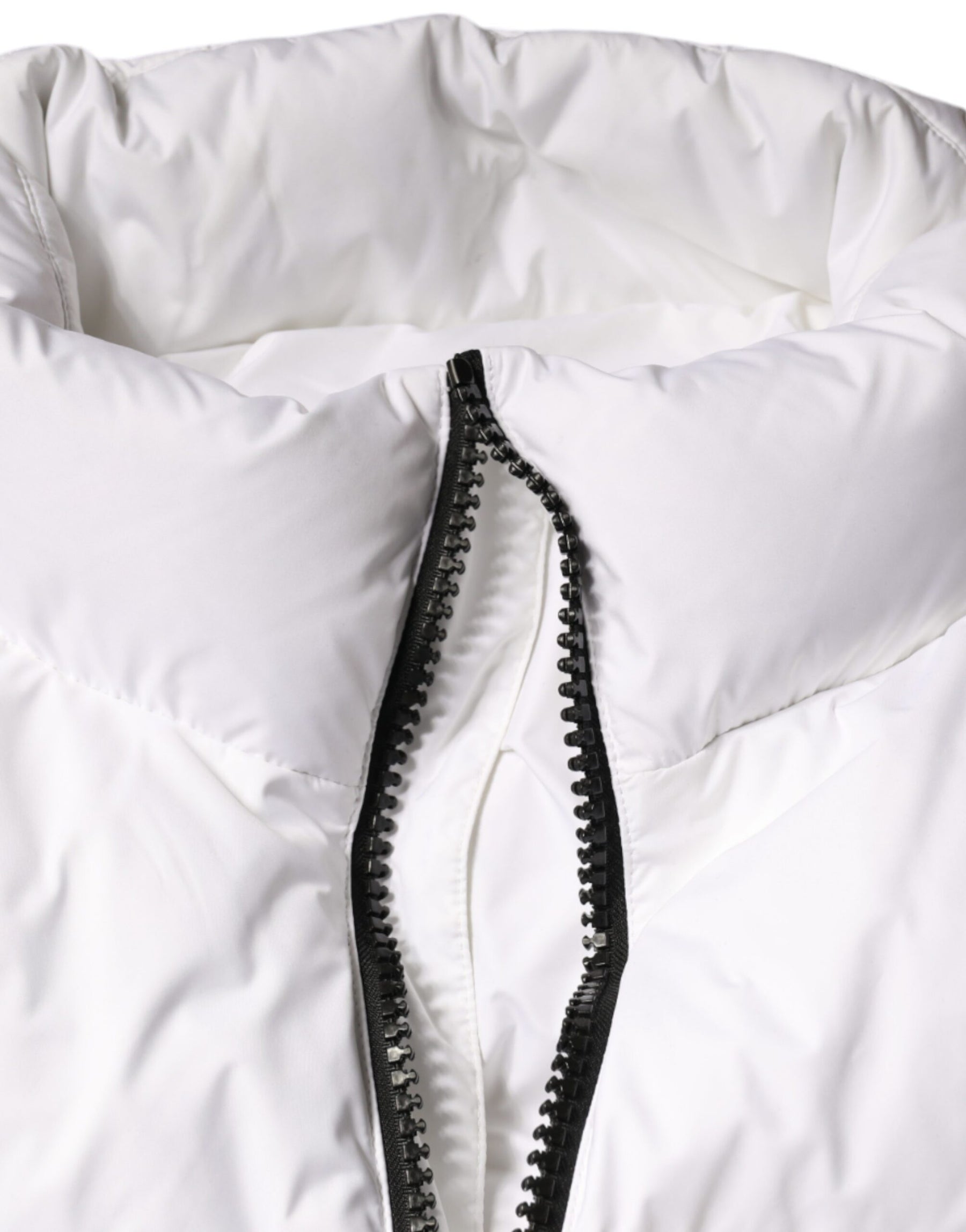 Dolce & Gabbana Weißer Puffer Steppmantel Jacke mit durchgehendem Reißverschluss