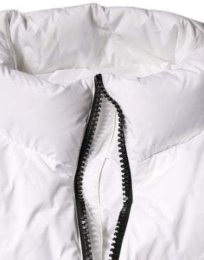 Dolce & Gabbana Weißer Puffer Steppmantel Jacke mit durchgehendem Reißverschluss