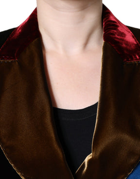 Dolce & Gabbana Multicolor Zweireihige Patchwork-Blazerjacke