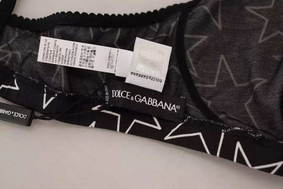 Dolce & Gabbana Schwarzer Millennials Star Non Wire Baumwoll-BH Unterwäsche