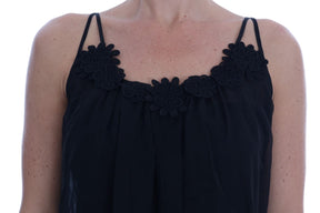 Dolce & Gabbana Schwarzes Seiden-Spitzen-Chemise-Kleid
