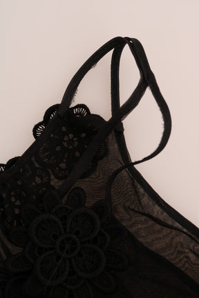 Dolce & Gabbana Schwarzes Seiden-Spitzen-Chemise-Kleid