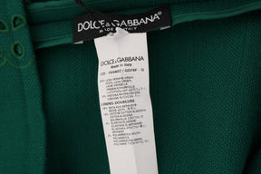 Dolce & Gabbana Grünes Kleid mit Blumenausschnitt aus Seidenwolle
