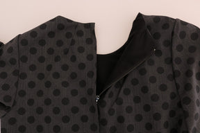 Dolce & Gabbana Graues gepunktetes Stretchkleid aus Wolle