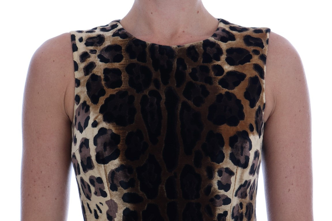 Dolce & Gabbana Braunes Seidenmantelkleid mit Leopardenmuster