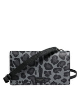 Dolce & Gabbana Schwarzgraue Leopardenleder Bifold Card Slot Crossbody Tasche