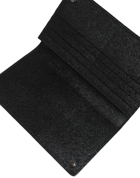 Dolce & Gabbana Schwarzgraue Leopardenleder Bifold Card Slot Crossbody Tasche