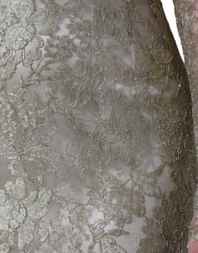 Dolce & Gabbana Goldfarbenes Minikleid mit floraler Spitze in A-Linie und Etui