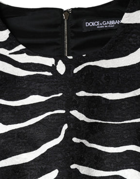 Dolce & Gabbana Schwarz Weiß Zebra A-Linie Etuikleid Mini Kleid