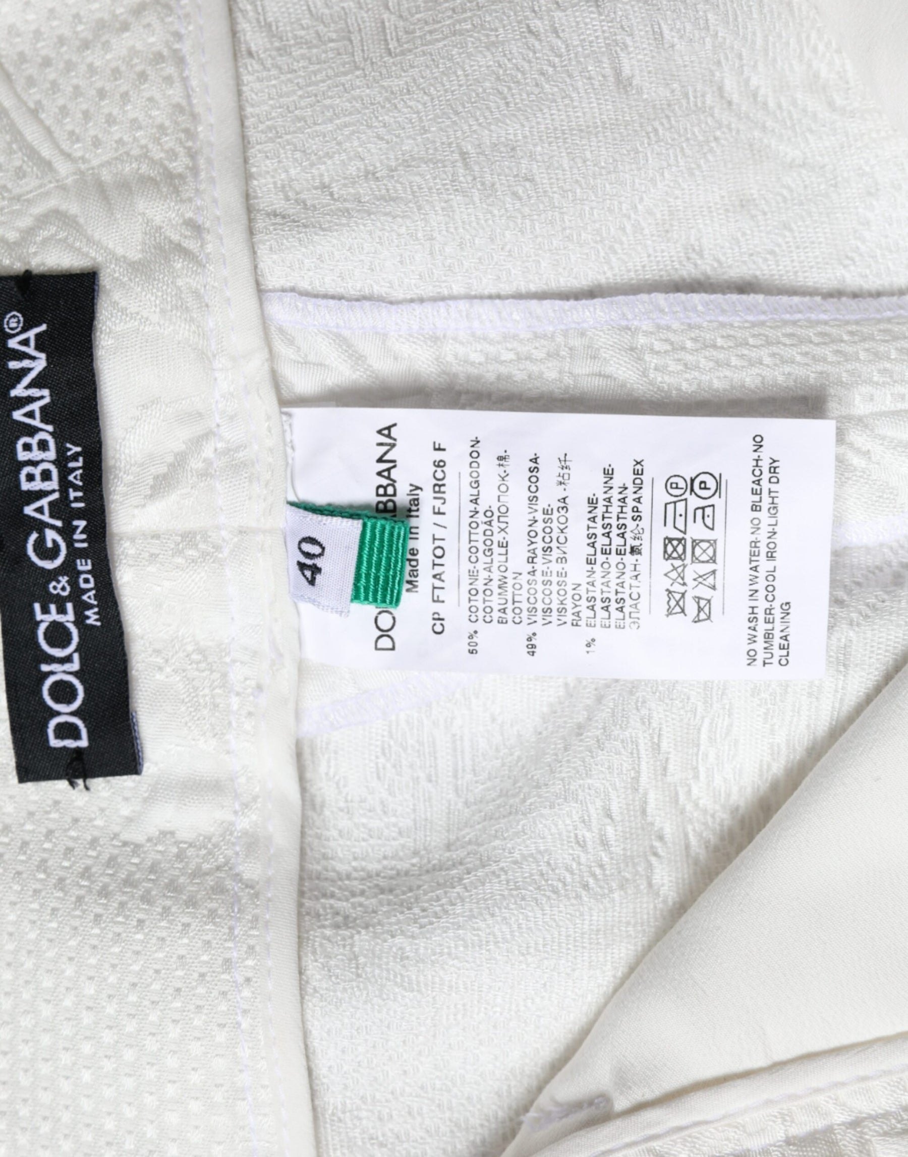 Dolce & Gabbana Weiße geblümte Brokat-Baumwoll-Cropped-Hose