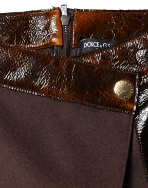 Dolce & Gabbana Brauner Minirock aus Schurwolle mit mittlerer Taille in A-Linie