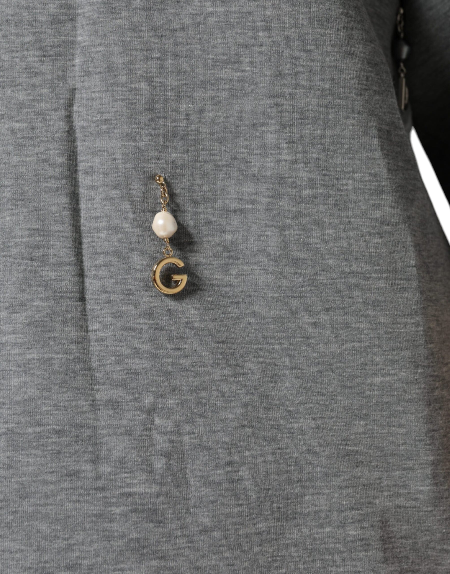 Dolce & Gabbana Graues T-Shirt aus Baumwollmischung mit Verzierungen