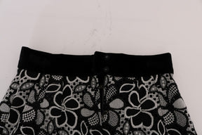 Dolce & Gabbana Floraler Makramee-Spitzen-Kristall-Knopf-Rock
