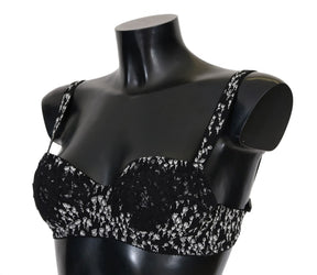 Dolce & Gabbana Schwarz Seide Weiß Spitze Stretch Unterwäsche BH
