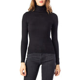 Only Schwarzer Viskose-Rollkragenpullover