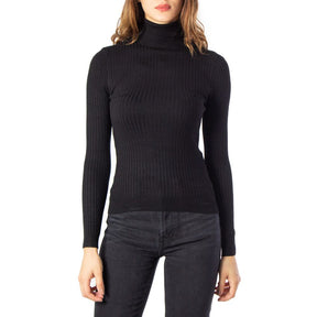 Only Schwarzer Viskose-Rollkragenpullover