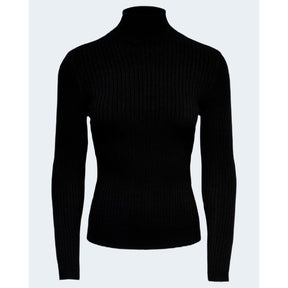 Only Schwarzer Viskose-Rollkragenpullover