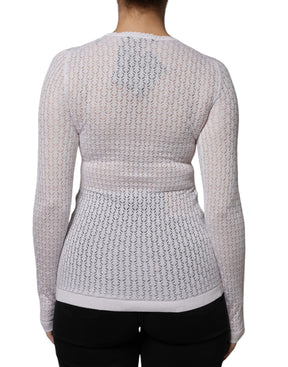 Dolce & Gabbana Weißer Seidenstrickpullover mit Knopfleiste