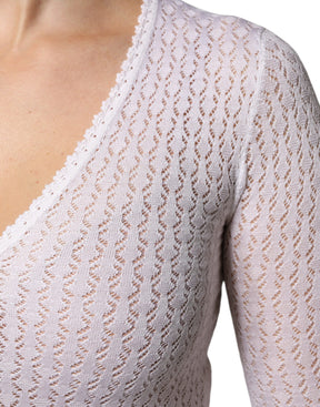 Dolce & Gabbana Weißer Seidenstrickpullover mit Knopfleiste