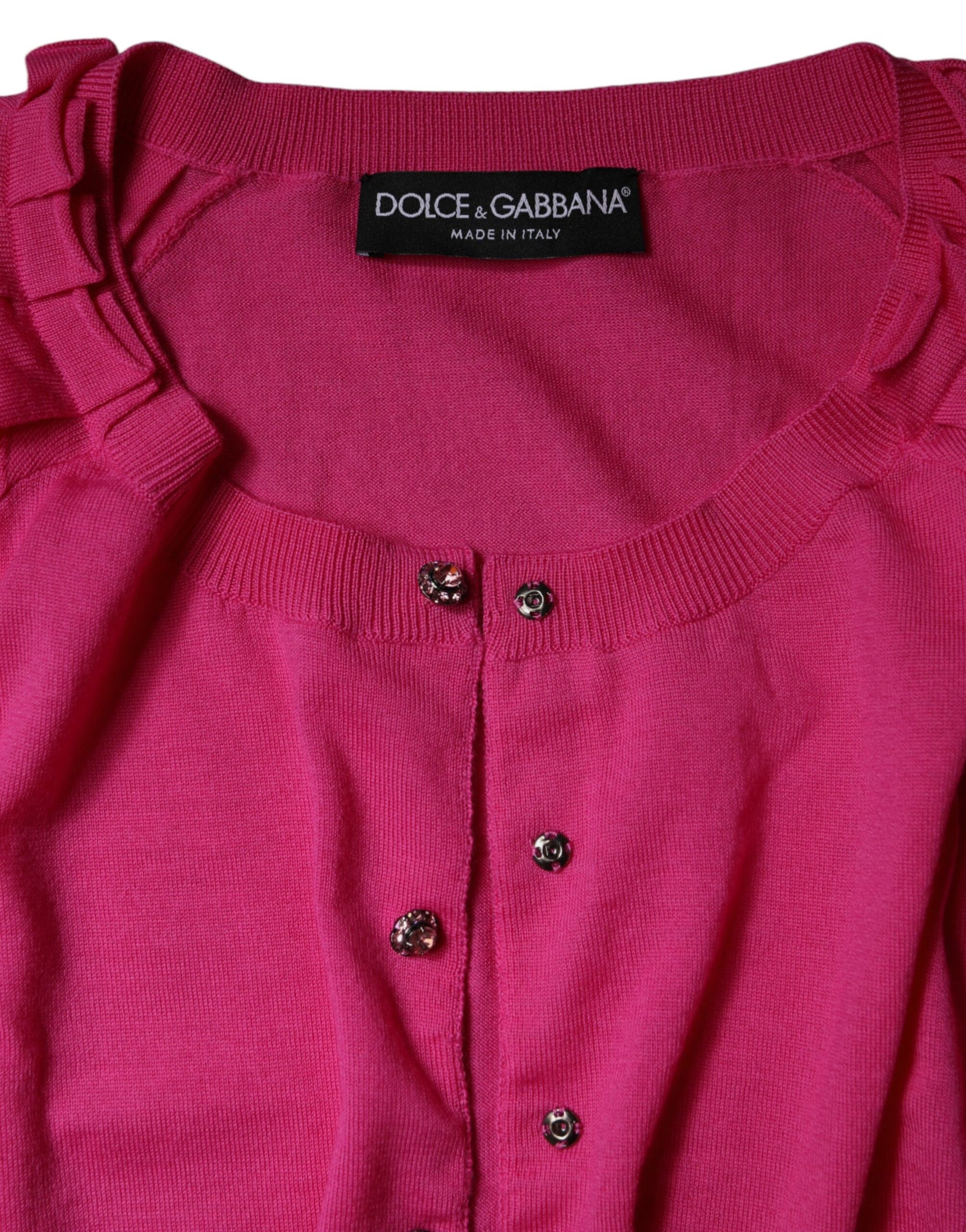 Dolce & Gabbana Rosa Wollstrickjacke mit Knopfleiste