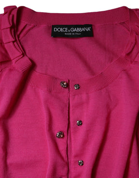 Dolce & Gabbana Rosa Wollstrickjacke mit Knopfleiste