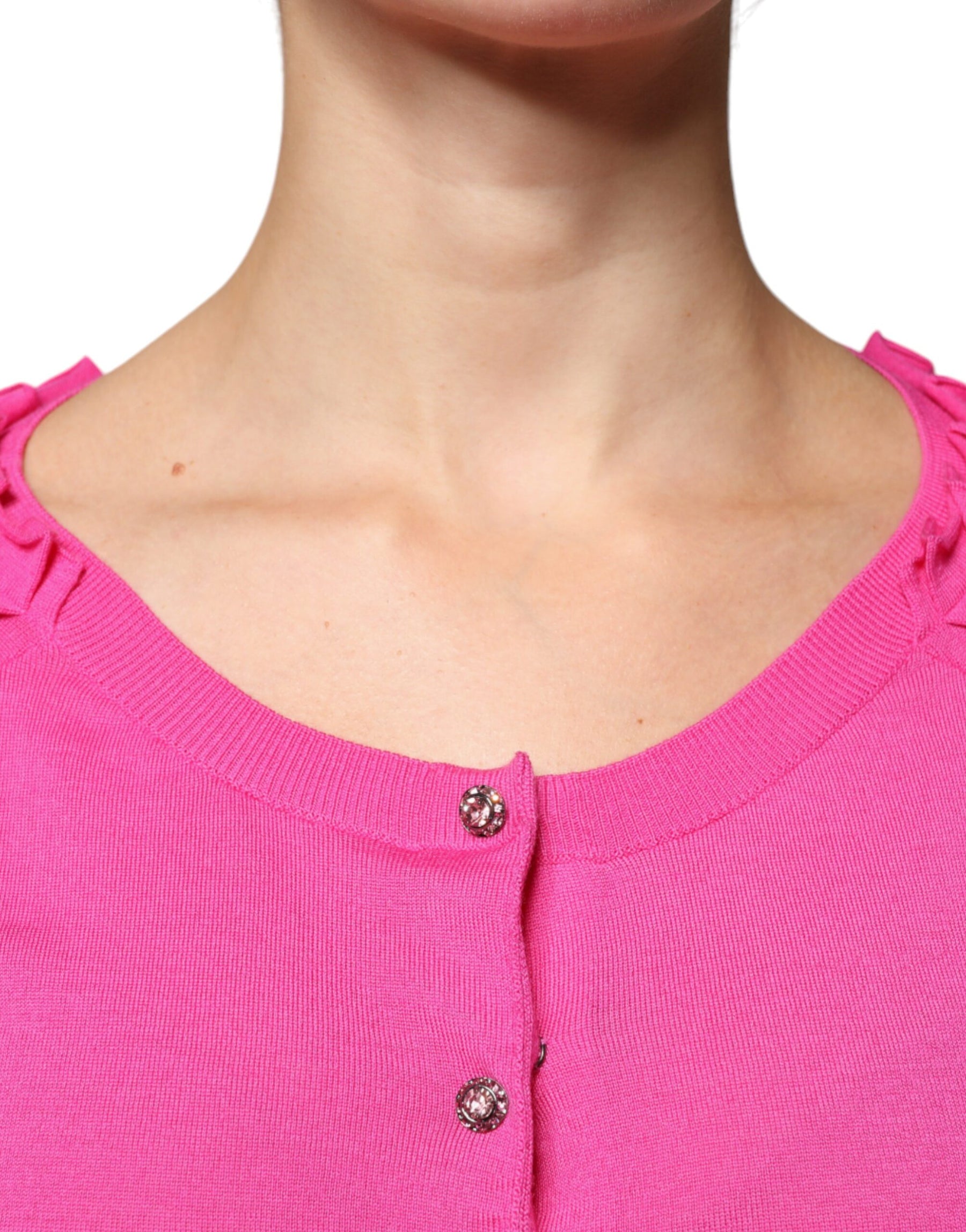 Dolce & Gabbana Rosa Wollstrickjacke mit Knopfleiste