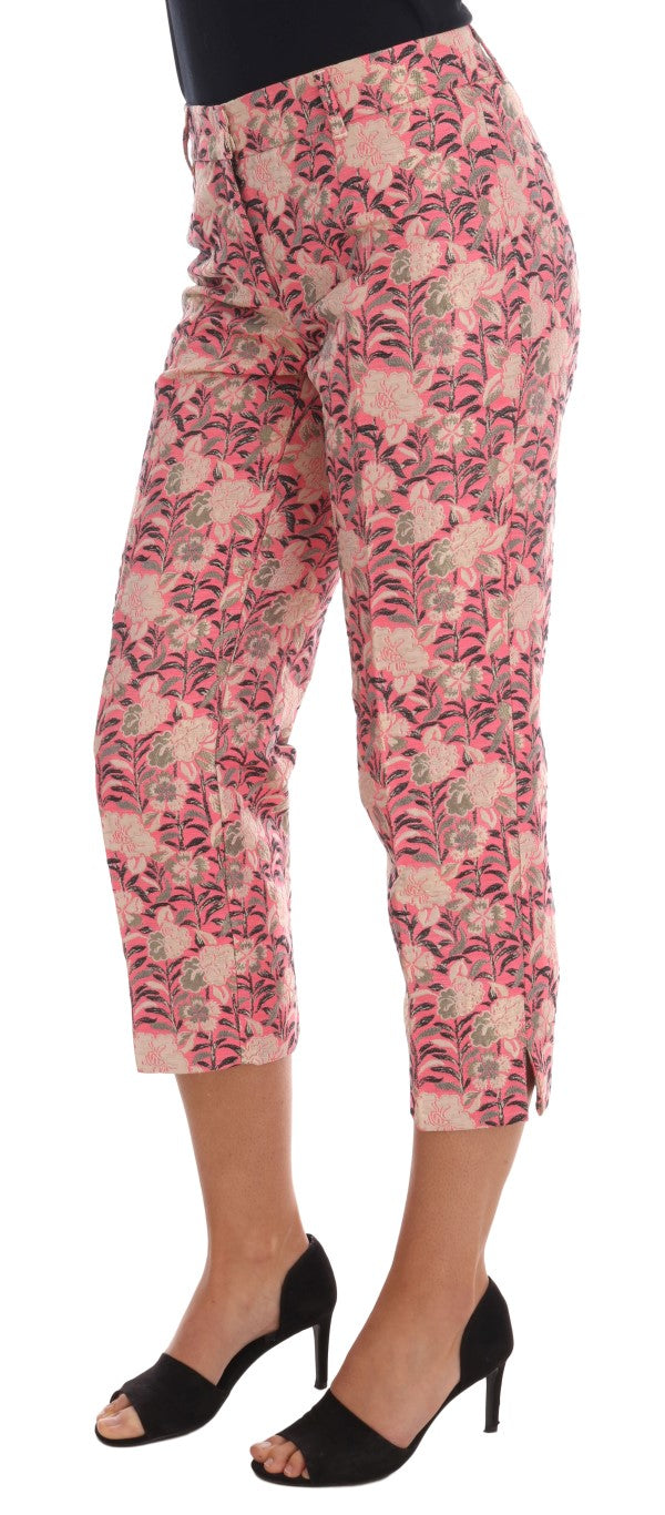 Dolce & Gabbana Rosa geblümte Brokat-Caprihose