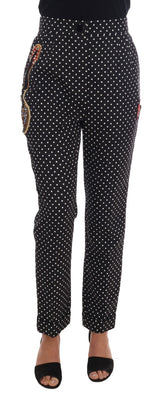 Dolce & Gabbana Schwarze gepunktete Sizilien-Kristall-Hose