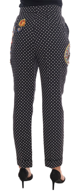 Dolce & Gabbana Schwarze gepunktete Sizilien-Kristall-Hose