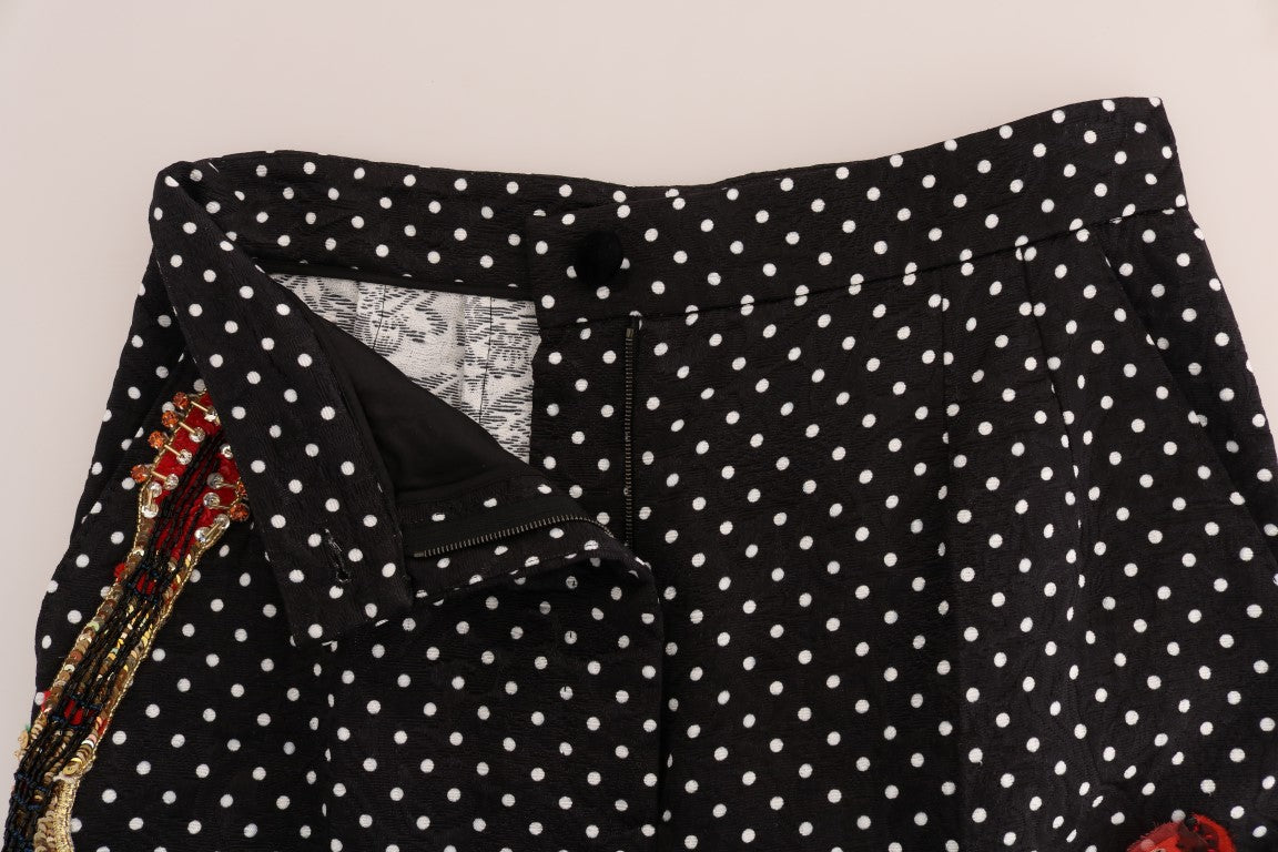 Dolce & Gabbana Schwarze gepunktete Sizilien-Kristall-Hose