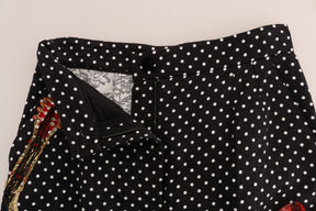 Dolce & Gabbana Schwarze gepunktete Sizilien-Kristall-Hose
