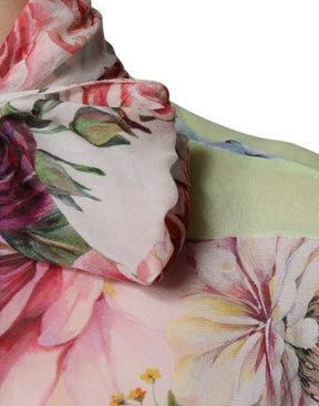 Dolce & Gabbana Multicolor Floral Patchwork Ascot Kragen Top