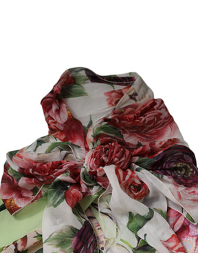 Dolce & Gabbana Multicolor Floral Patchwork Ascot Kragen Top