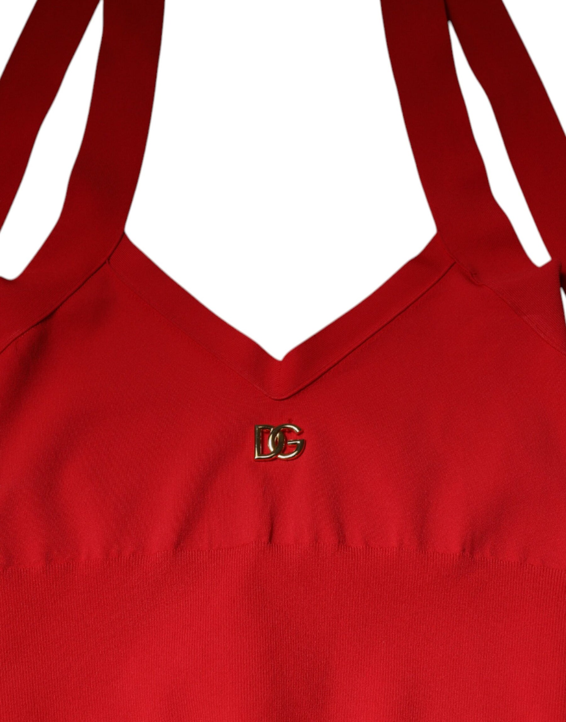 Dolce & Gabbana Rotes ärmelloses Viskose-Träger-Top