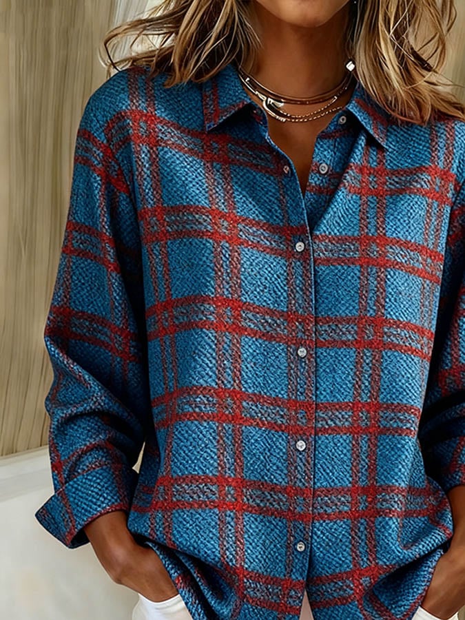 Warmer Damen Karoflanell Winter Casual Loose Fit Shirt
