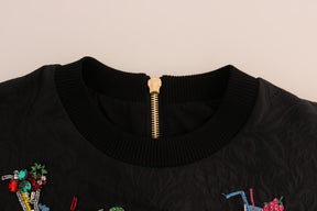 Dolce & Gabbana Schwarzer Brokat Cocktail Kristall Pullover