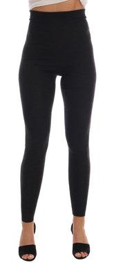 Dolce & Gabbana Graue gerippte Kaschmir-Stretch-Strumpfhose